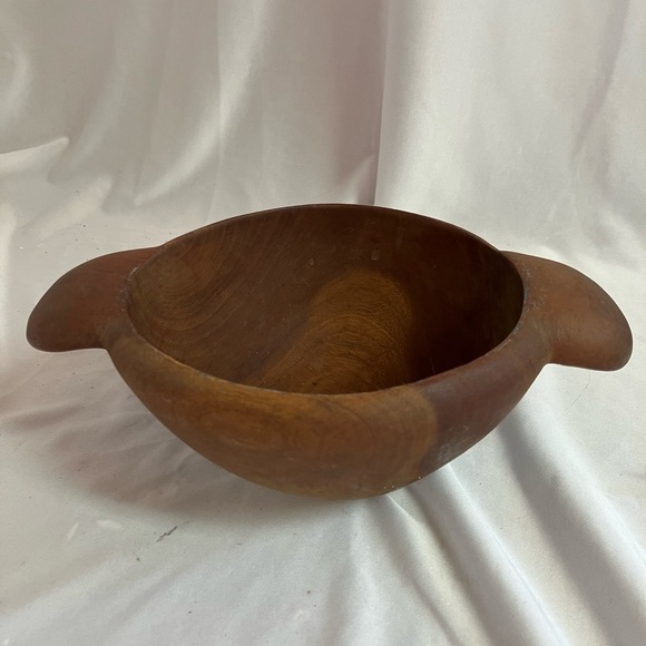 Rustic Wooden Bowl with Handles - Picture 1 of 9